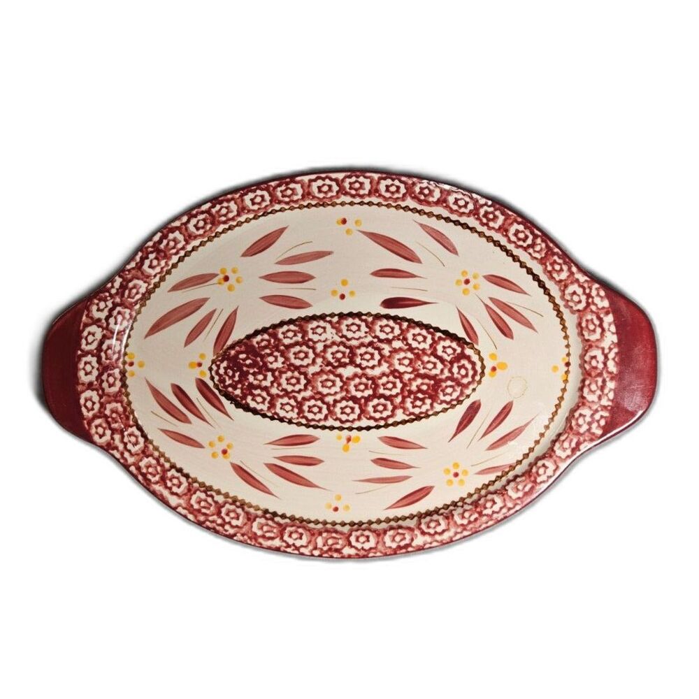 Temp-tations by Tara Old World Cranberry Red Oval Serving Platter 13"